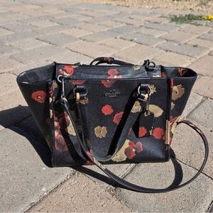 COACH Floral Crosby Mini Carryall Satchel 33856 w/Detachable Shoulder Strap